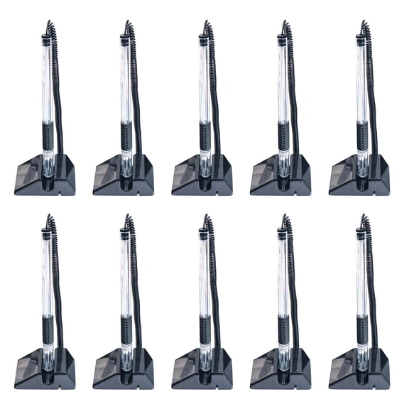 10Pcs Reception Counter Pen Desktop Pen Black Inks Pen for Desk, Secure Pen with Adhesive Chain and Security Pen Holder