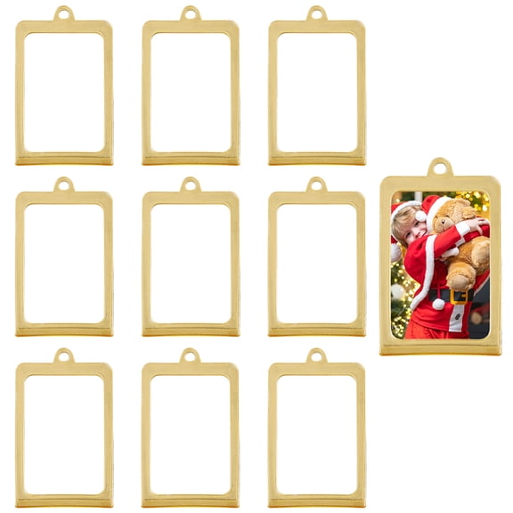 10Pcs Rectangle Acrylic Hanging Picture Photo Frame Gold 84x49.5x5mm