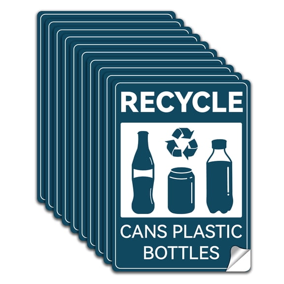 10Pcs Recycle Cans Plastic Bottles Stickers Waterproof Recycle Stickers Fade-Resistant Recycling Labels Recycle Sign Self-Adhesive Vinyl
