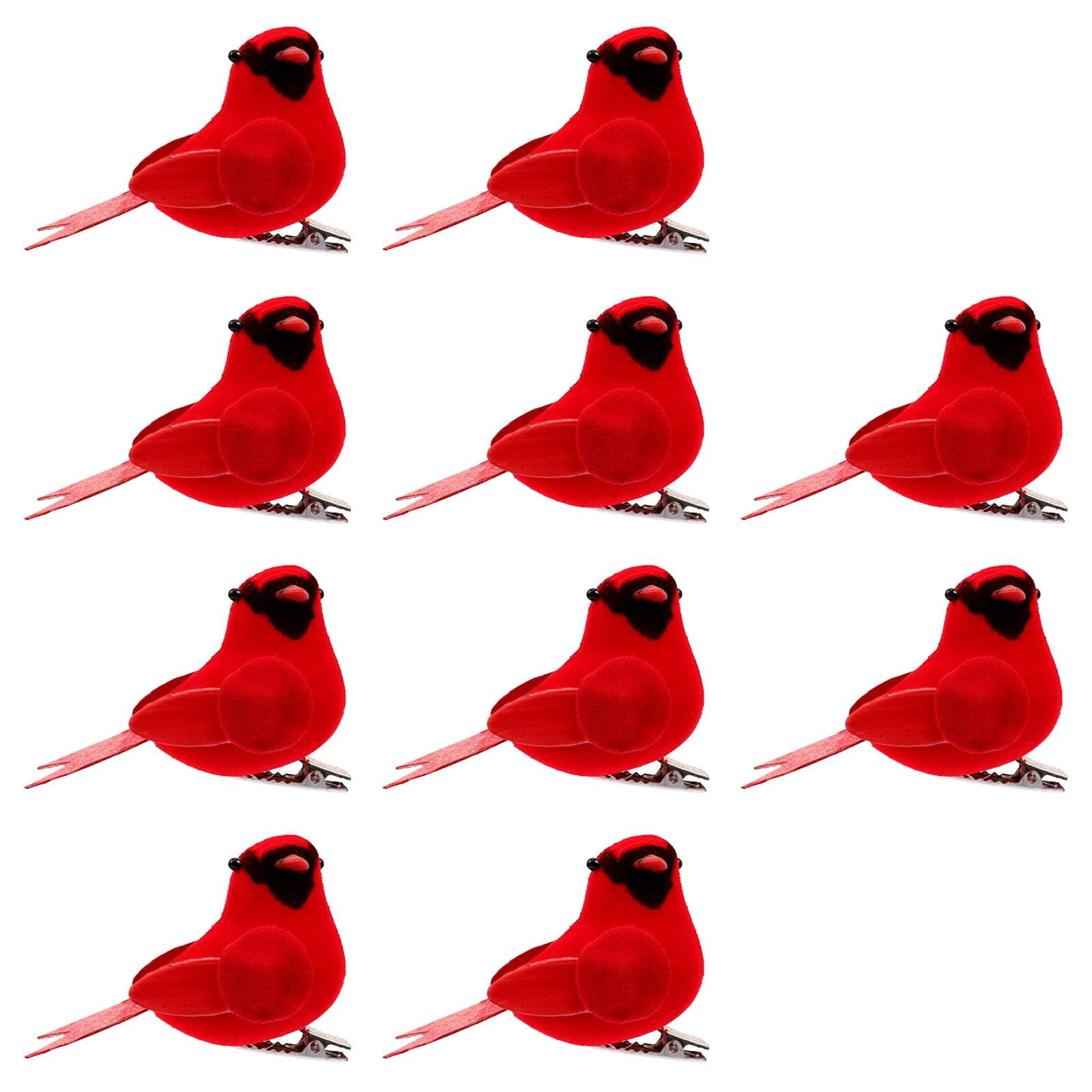 10Pcs Red Christmas Cardinal Birds with Clip Xmas Tree Wreath Garland