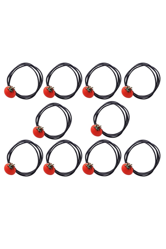 Red Stretch Hair Ties Creative Fruit Shape for Stylish Wear 10Pcs
