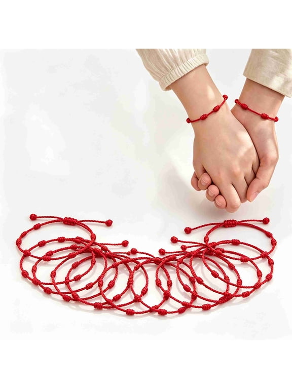 10Pcs Red String Bracelets, Handknotted Adjustable Protection Bracelet, Good Luck Red Cord Wish Bracelets, Sliding Knot Friendship Bracelets for Women Men