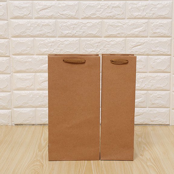 10Pcs Red Wine Bags Kraft Paper with Portable Handle for Wine Bottle Wrapping and Storage