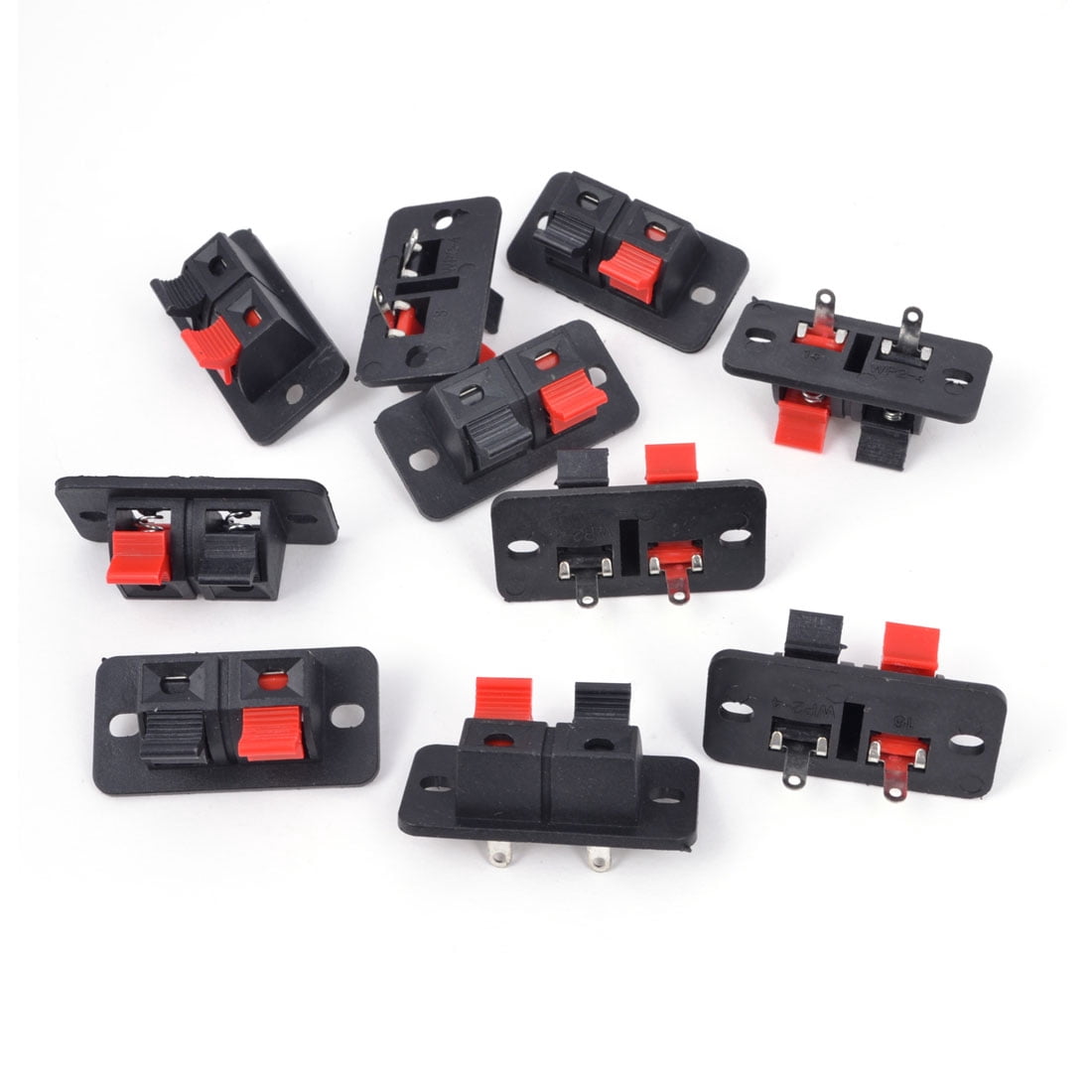 Spring Connector Red 10Pcs Red and Black Spring Push Type Audio Terminal Board Connector ...