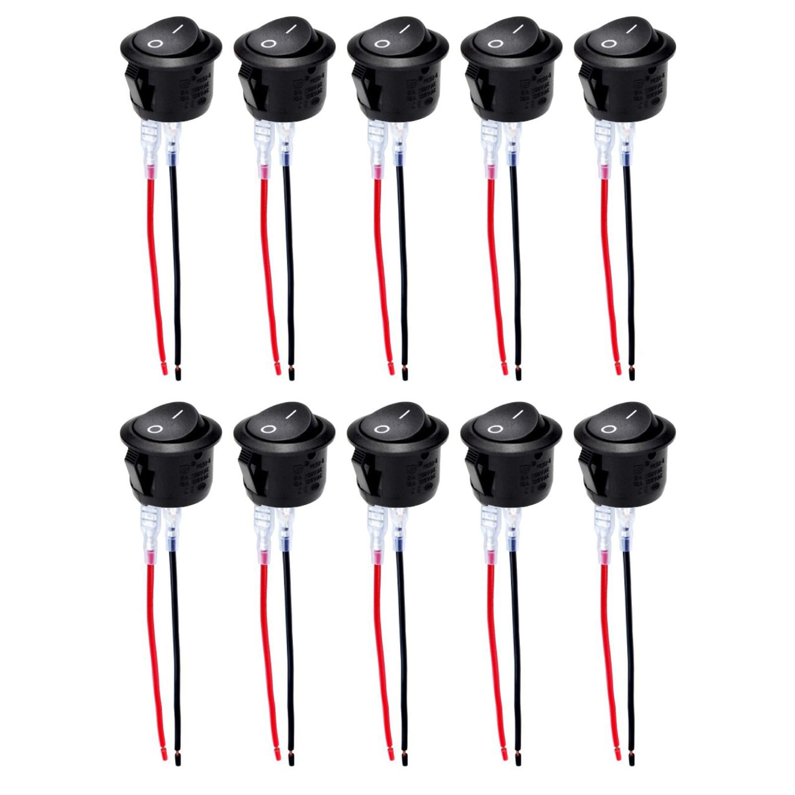 10Pcs Replement 12V Round Rocker Switch 2 Pin 2 Position 20mm cessory ...