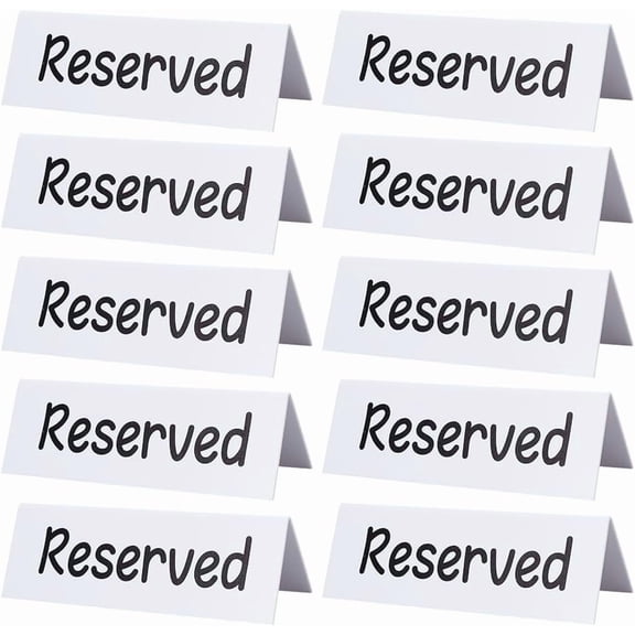 10Pcs Reserved Table Signs 5.9x2.1x2 Inch Silver Acrylic Reserved Signs Reservation Seating Sign Double-Sided Table Tent Sign for DIY handcrafting