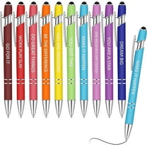 10Pcs Retractable Ballpoint Pens Inspirational Quote Pen with Stylus Tip, Black Ink Metal Motivational Pens Funny Touch Stylus Pen Encouraging Gift Pen for Office