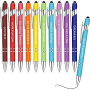 10Pcs Retractable Ballpoint Pens Inspirational Quote Pen with Stylus Tip, Black Ink Metal Motivational Pens Funny Touch Stylus Pen Encouraging Gift Pen for Office