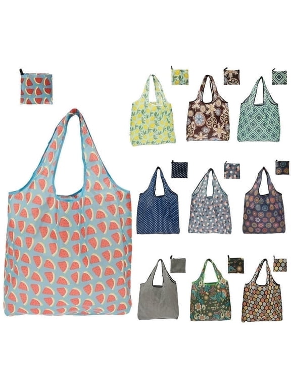 10Pcs Reusable Grocery Bag 55Lbs Grocery Tote Foldable Shopping Bag Polyester Shopping Tote Portable 10 Pattern Styles Large Capacity