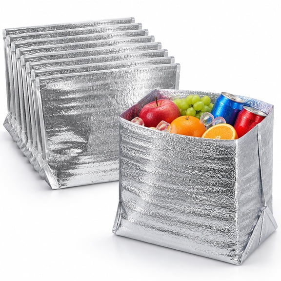 10Pcs Reusable Thermal Bags, Foil Insulated Bag Liner, Insulation Lining, Waterproof Insulation Package, Fold-Flat Storage, for Lunch Box Shopping Bag Insulation Lining, 11.8x6.7x10.2inch