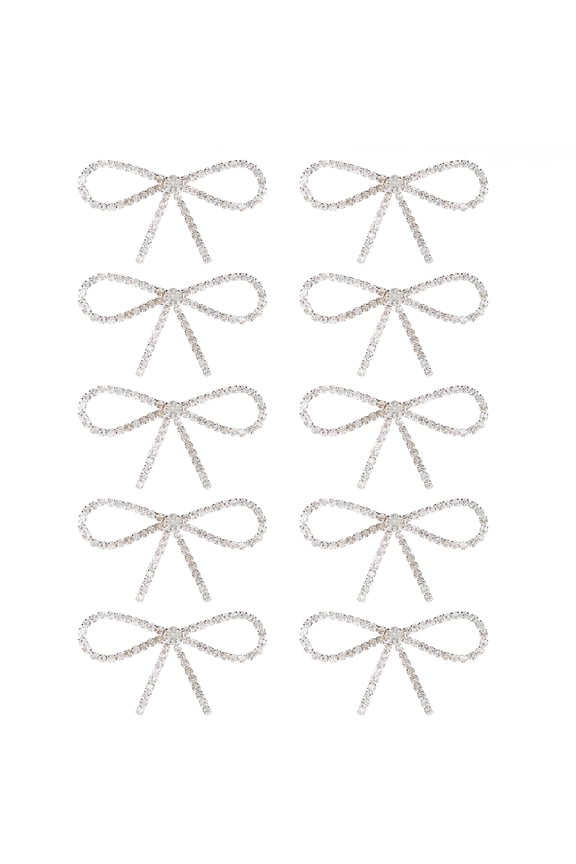 10Pcs Rhinestone Bow Glass Flash Brooch Claw Chain Suit Dress Pin Hair Accessories,Diamond Rhinestone Bow,Glass Glaze Bow