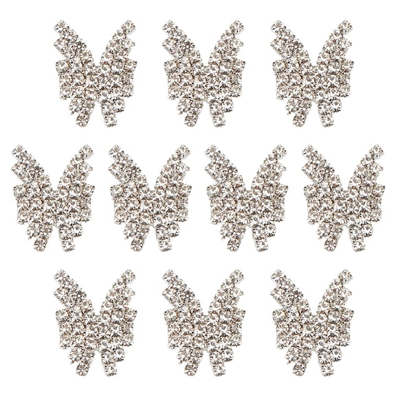10Pcs Rhinestone Butterfly Buttons 1-Hole Sliver Rhinestone Embellishments Sewing Button with Shank Handcraft ButtonDIY