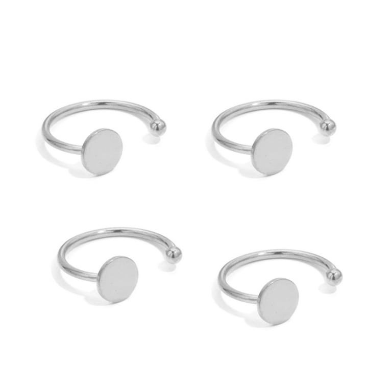 10pcs Ring Blanks for Jewelry Making Adjustable Ring Bases Rings Blanks Jewelry Findings DIY Supplies, Women's, Size: 2.5x2cm, Silver