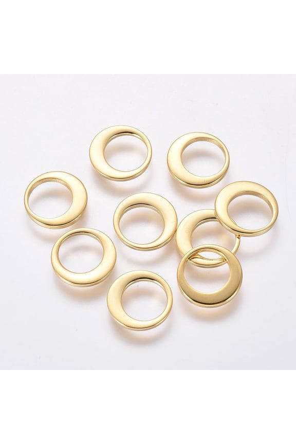 10Pcs Ring Pendants 304 Stainless Steel Charms Golden for Women Birthday Festival Elegant Gifts Personalized Jewelry 10x1mm