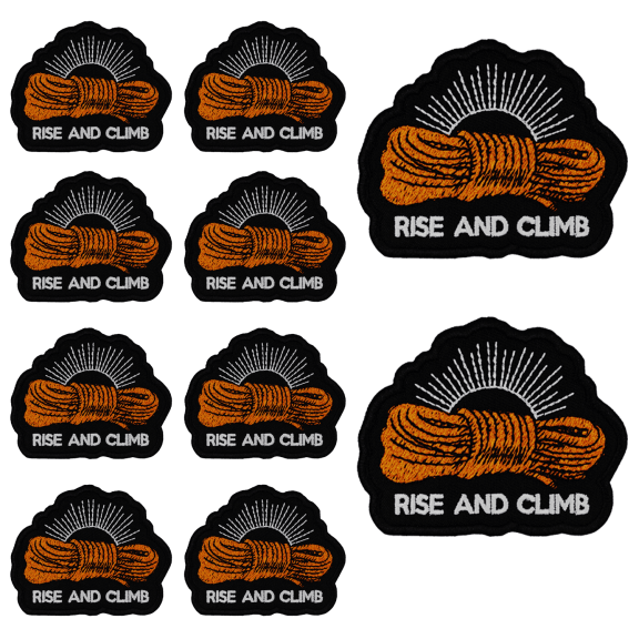 10Pcs Rise And Climb Outdoor Motivational Embroidered Patch with Hook and Loop Backing, Hiking Mountaineering Adventure Applique Badge For Vests,Jackets, Backpacks,and Clothing