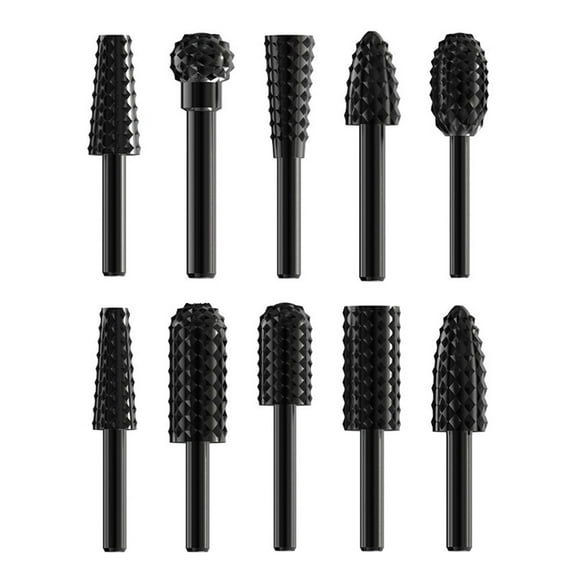 10Pcs Rotary Burr Bit File Rasp Point Die Grinder Carving Set Shank Wood Bits