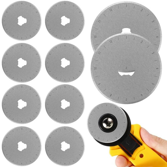 10Pcs Rotary Cutter Blades 45mm SKS-7 High-Carbon Steel Rotary Cutter Replacement Sharp Round Wheel Cutter Blades Set Paper Cutting Blade for Fabric Leather Paper