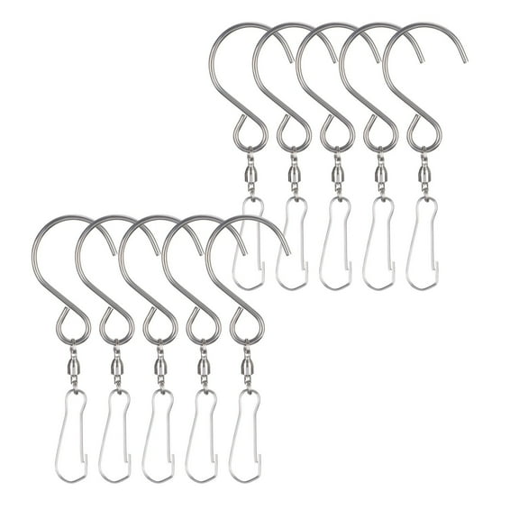 10Pcs Rotating Hooks For Hanging,Swivel Plant Hook,Metal Wind Turn Hook Wind Chime Hook Stainless Steel Free Rotation Bearing Small Hook