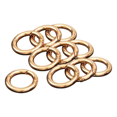 10Pcs Round Spring Snap Hooks Buckle Metal DIY Carabiner Circle Clip for Camping Aureate 25mm