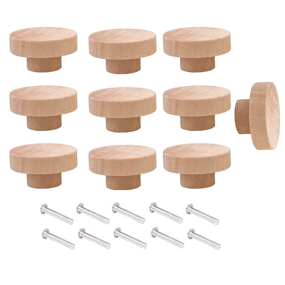 ckepdyeh 10Pcs Round Unfinished Wood Drawer Knobs 50mm Dia Wood Furniture Cabinet Dresser Pulls handle