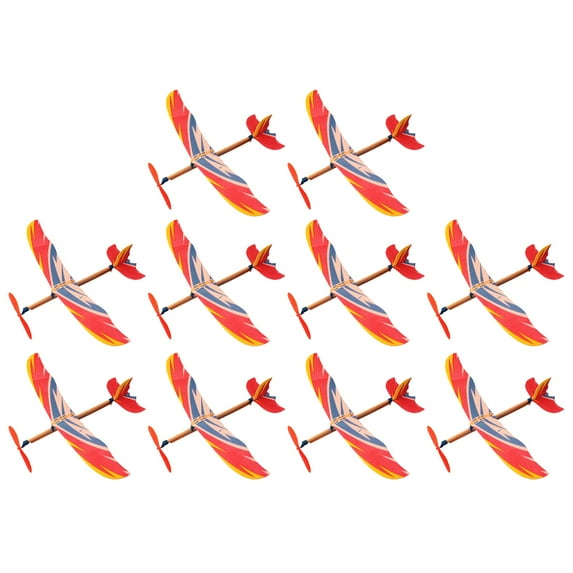 10Pcs Rubber Band Powered Airplane Model Biplane Toys for Kids (Random Style)
