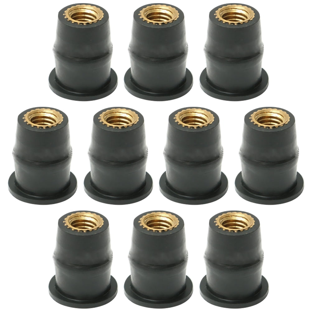 10Pcs Rubber Well Nuts Motorcycle Windscreen Nuts Well Nuts Fairing Fasteners Windshield Brass