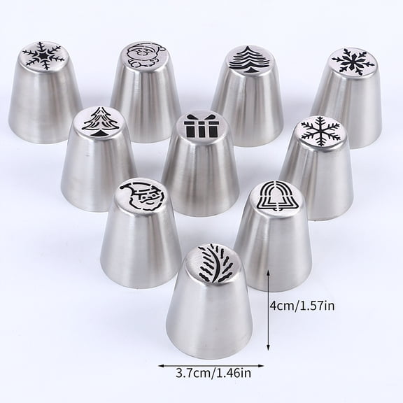 10Pcs Russian Piping Tips Set Christmas Cake Decorating Tools Nozzles Piping Icing Tips for Cake Cupcake Cream Muffins