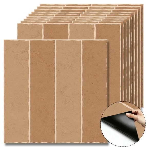 10Pcs Rustic Farmhouse Peel and Stick Floor Tiles, 12x12 Inch Covers 10 Sq. Ft. Self-Adhesive DIY Vinyl Flooring, Removable Waterproof Peel and Stick Tile for Bathroom, Kitchen, Wall, Bedroom & Home