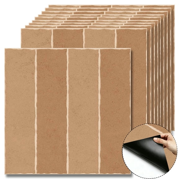 10Pcs Rustic Farmhouse Peel and Stick Floor Tiles, 12x12 Inch Covers 10 Sq. Ft. Self-Adhesive DIY Vinyl Flooring, Removable Waterproof Peel and Stick Tile for Bathroom, Kitchen, Wall, Bedroom & Home