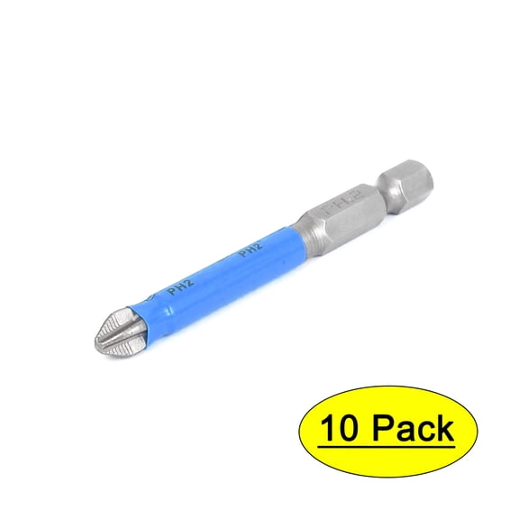 10Pcs S2 Steel Anti-Slip Magnetic PH2 Tip Screwdriver Bits 65mm Long