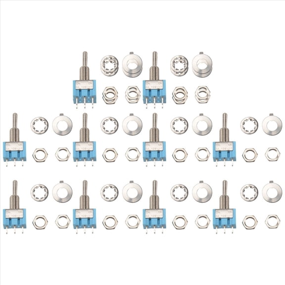 10Pcs SPDT Mini Toggle Switch, 3Pin 2Position ON/ON, 6A 125V AC
