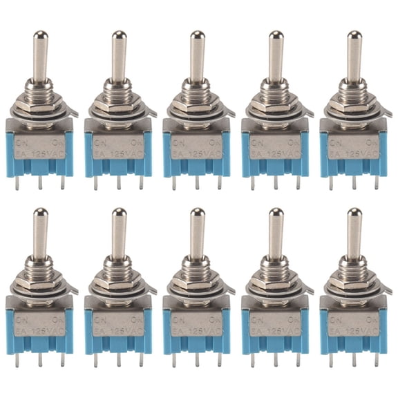 10Pcs SPDT Mini Toggle Switch 3-Pin 2 Position ON/ON Miniature Toggle Switch 6A 125V AC Toggle Switch -102