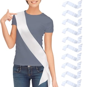 FASTBIRD 10Pcs Sashes Blank Sashes for Pageants,Senior Sashes, Satin Sashes Custom Personalized Sashes, Party Decorations, Party Accessory for Wedding Hen Party Birthday (White)