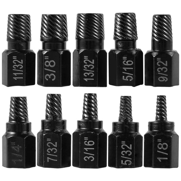 Hvxrjkn 10-Piece Screw & Bolt Extractor Set – Hex and Multi-Spline Extractors for Removing Broken Studs, Bolts & Screws
