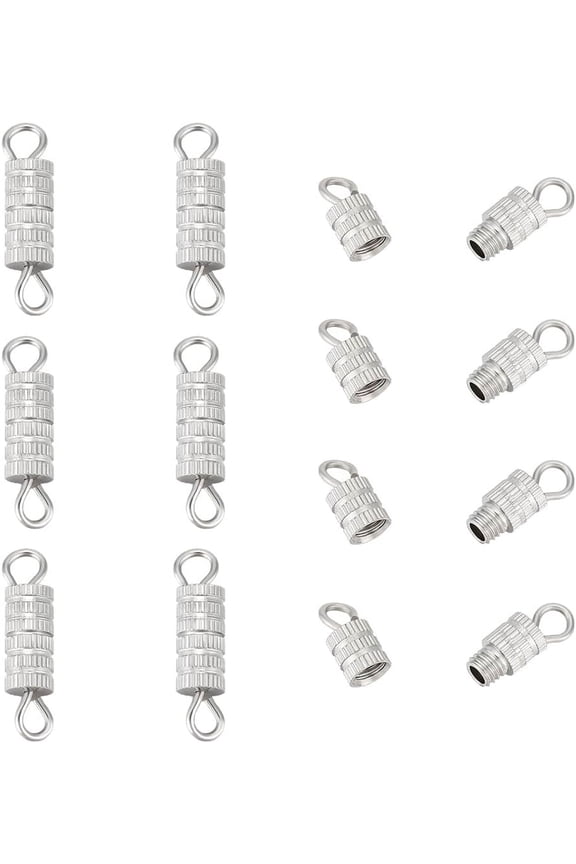 10Pcs Screw Twist Clasps Barrel Screw Clasps Stainless Steel Screw Claps Screw Type Connector Cord End Cap Fastener for DIY Jewelry Making Necklaces Bracelet Clasps