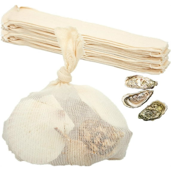 10Pcs Seafood Boil Bags, NOGIS Washable Reusable Produce Bags for Steaming and Boiling Clams, Lobster, Crawfish, Crabs, King Crab Legs, Potatoes, Vegetables - 14 x 5 Inches