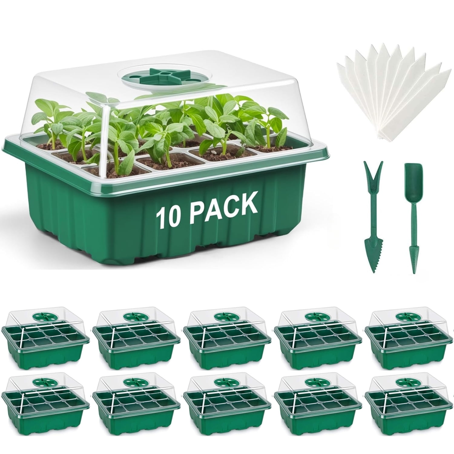 10Pcs Seed Starter Tray Mini Greenhouse Germination Kit with Humidity Dome Plant Seedling Growing Tray with Base Propagation Kit
