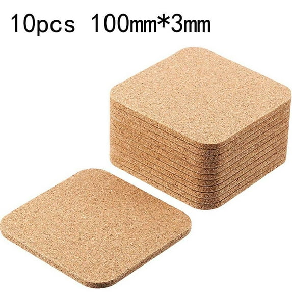 10Pcs Self Adhesive Cork Coasters Squares Cork Mats Cork Backing Sheets for Coasters and DIY Crafts Supplies, Cork Circle for Backing Cork Tiles, Cork Sheets