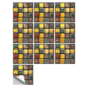 10Pcs Self-Adhesive Mosaic Tile Transfer for Home Decor, Peel and Stick Tile Decal, Water-Proof Backsplash Tile Sticker for Kitchen Bathroom,4x4inch/10x10cm (P)
