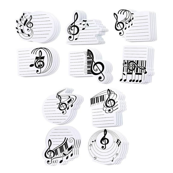 10Pcs Self-Adhesive Notes Pad Self-Stick Note Pad Removable Memo Pad Musical Note Shape Memo Notepads Set