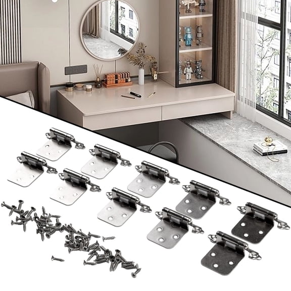10Pcs Self Closing Overlay Flush Cabinet Hinge Heavy Duty Door Cupboard Hinges