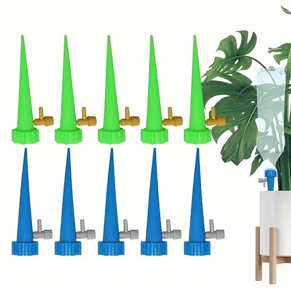 10Pcs Self-Watering Spikes for Plant,Outdoor Automatic Plants Waterer with Adjustable Control Switch Design for Garden Water Planter System
