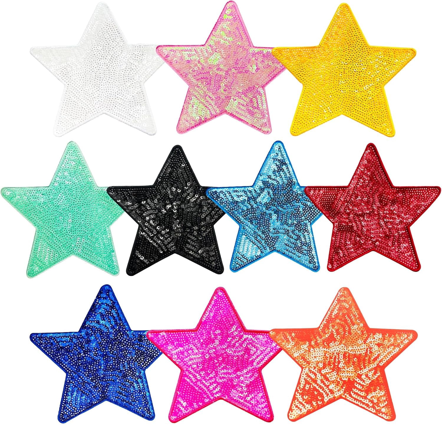 10Pcs Sequin Star Iron on Patches Shiny Stars Patches Embroidery Sequin Patches for Clothes Hats Backpacks Costume