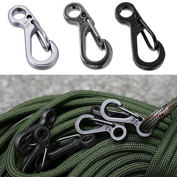 10Pcs/Set Carabiner Mini D-Ring Buckle Stainless Steel Key Buckle Snap Spring Clip Hook Small And Light Outdoor Climbing Utility Black
