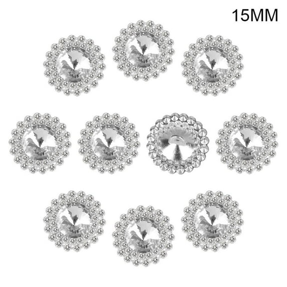 10Pcs/Set Clothing Accessories DIY Needlework Craft Decoration Metal Rhinestone Buttons Shirt Buttons Scrapbook Accessories 15MM