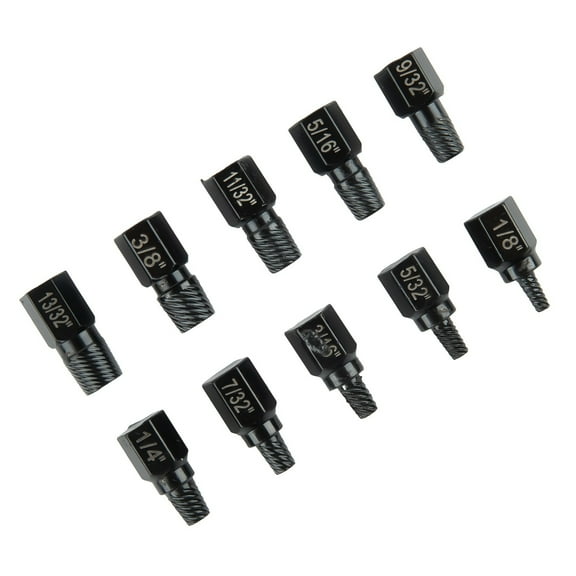 10Pcs/Set Damaged Bolts Nuts Screws Remover Extractor Removal Tool Set Threading Tool Kit Black Nuts Bolt Removal Kit Smile Home