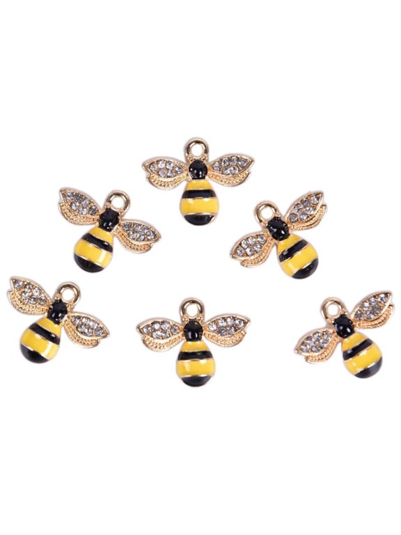 10Pcs/Set Enamel Crystal Honeybee Charms Pendant Jewelry DIY Making Craft GifAL