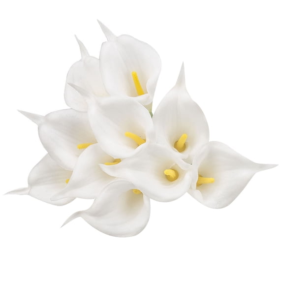 10Pcs/Set Fake Flower Decor Real Touch Simulated Faux Leather Long Stem Bridal Artificial Calla Lily Flower for Wedding