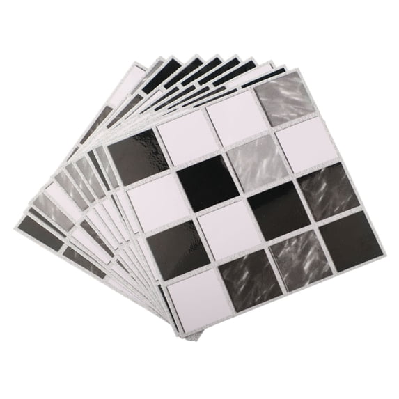 10Pcs/Set Flat Mosaic Tiles Sticker Transfers Covers For Kitchen Bathroom Wall Strickers Gloss Waterproof Film 3D Wall Decals