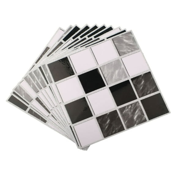10Pcs/Set Flat Mosaic Tiles Sticker Transfers Covers For Kitchen Bathroom Wall Strickers Gloss Waterproof Film 3D Wall Decals